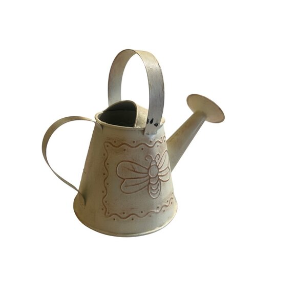 Cracker Barrel Metal Watering Can Bee Design Handle 6" tall Decorative - Picture 3 of 7